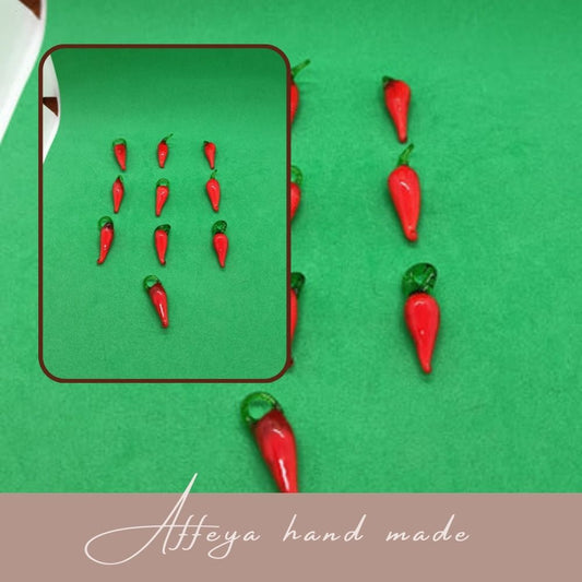 Стъклени червени чушчици - 10 броя.