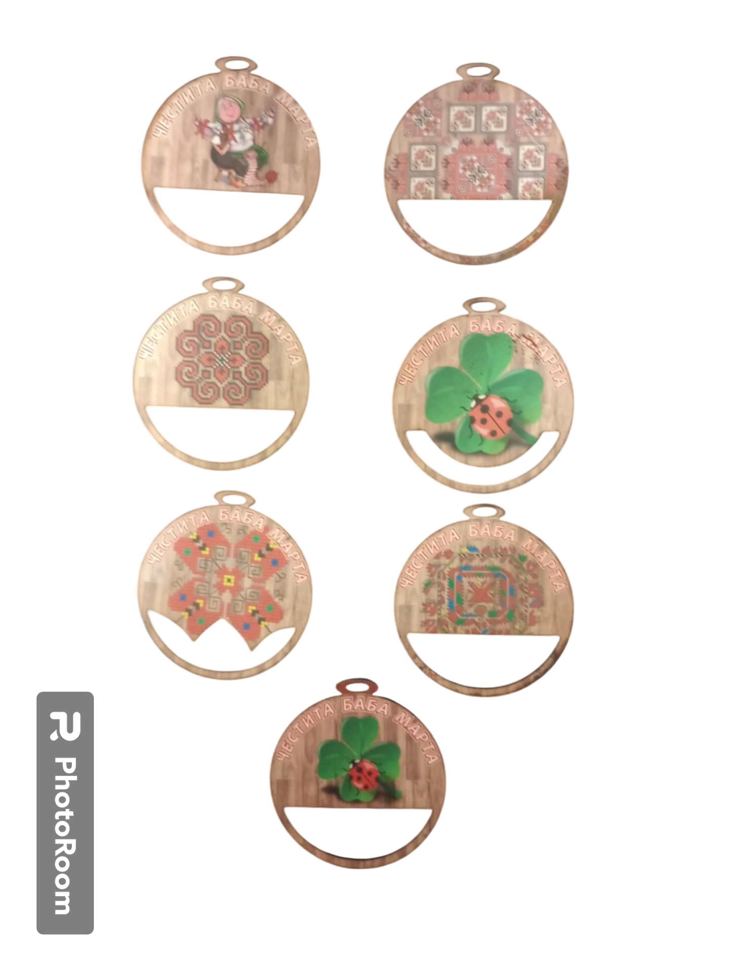 Дървен държач кръгъл 4.5 см 10 бр.микс