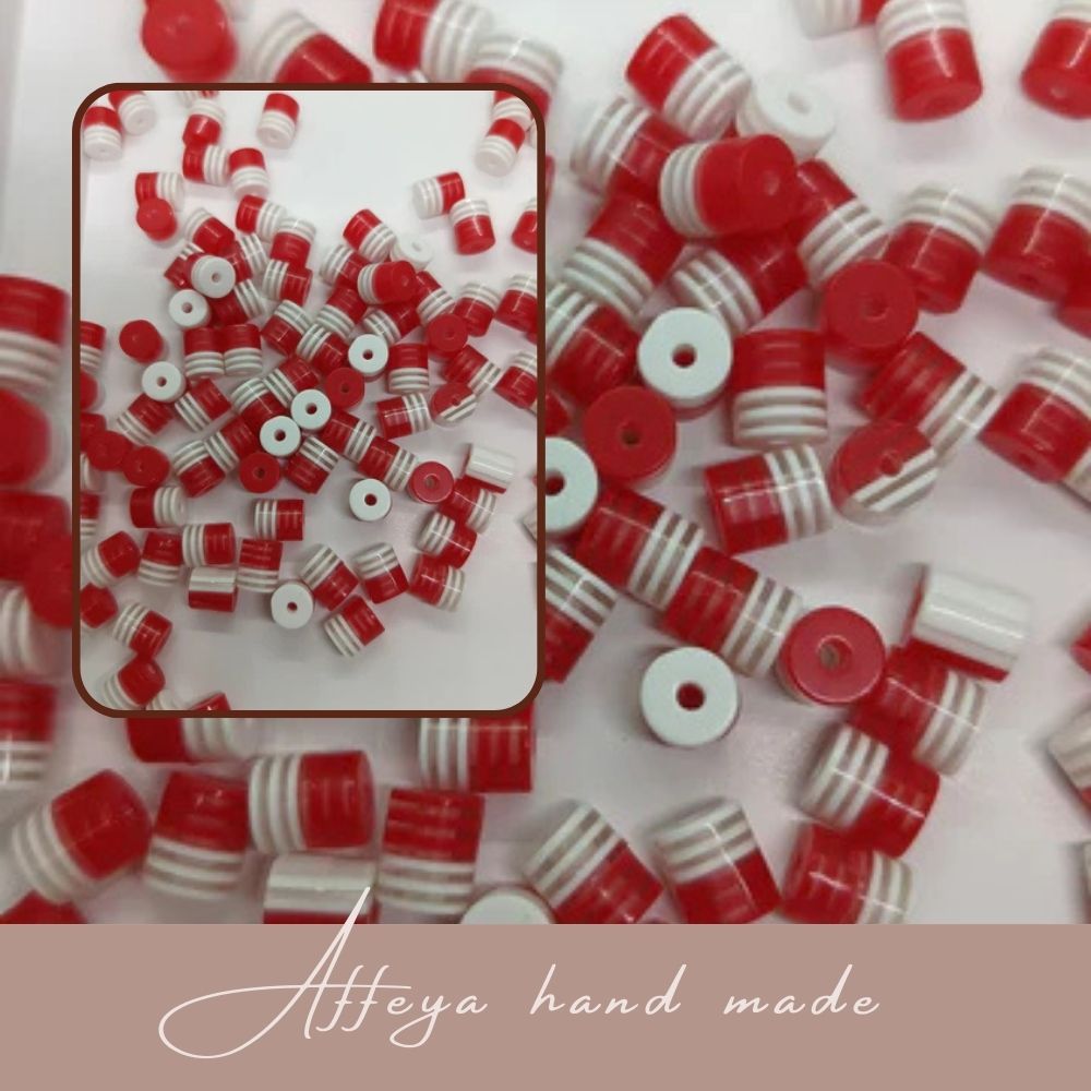 Мъниста за мартеници - "Червени цилиндърчета" - 100 броя