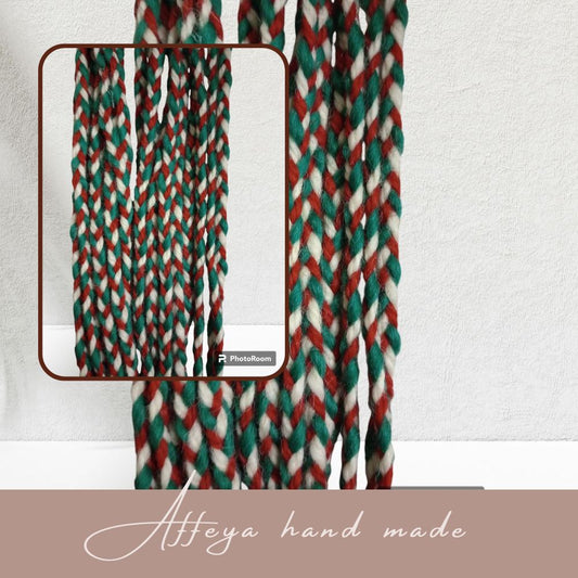 Шнур вълна плитка трикольор - 10 м.