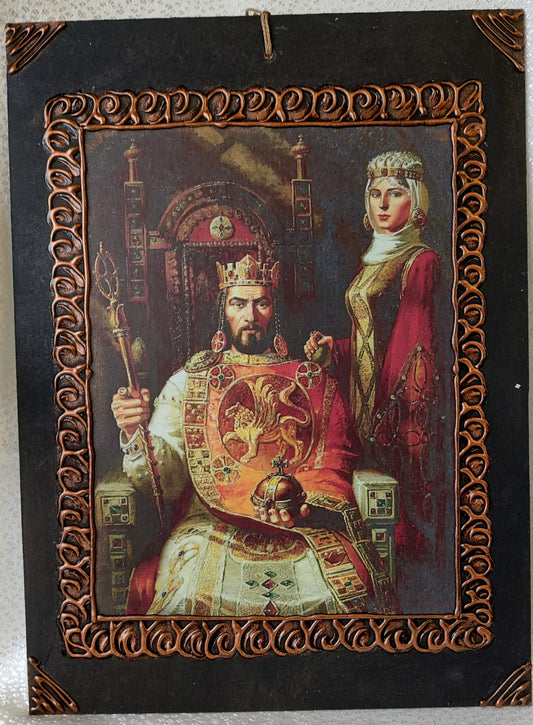 Картина "Цар Калоян и Царица Целгуба" с техника декупаж