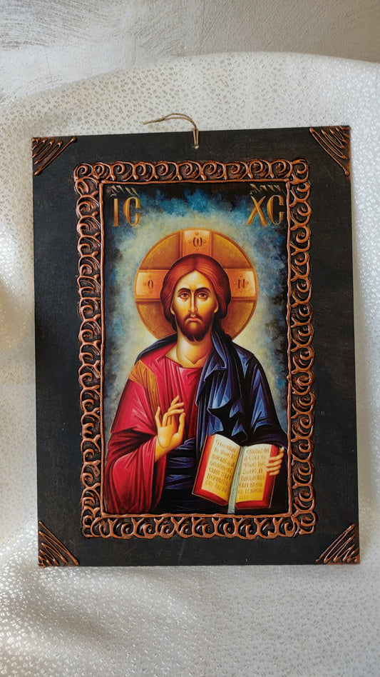 Картина "Исус Христос" с техника декупаж